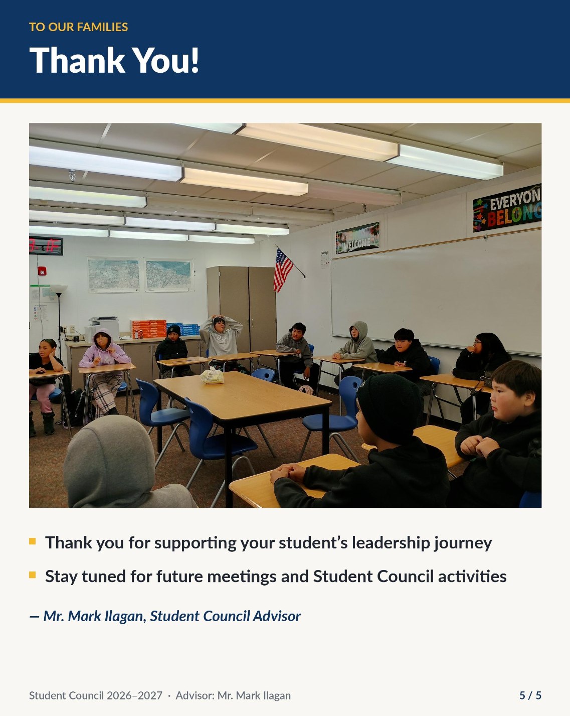 Nuiqsut Trapper School Student Council 2026-2027 School Year Update (5/5)
